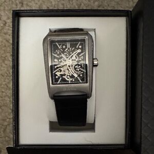 Men's Black and Silver Skeleton Watch Heritor with certificate of authenticity